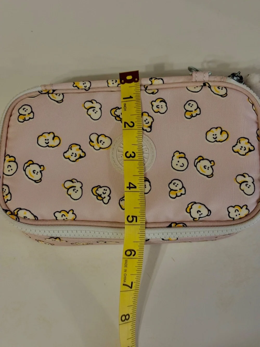 Kipling 100 Pens Pencil Case Nylon Hard Shell Popcorn Pouch w/ Keychain Lilac